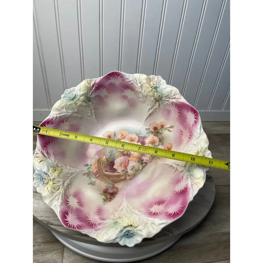 Bowl Porcelain RS Prussia Germany Red Mark Mold 96 Rose Lilac Purple Antique